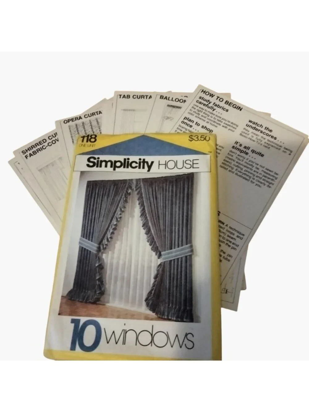 Simplicity House Sewing Pattern Window Curtains Instructions 10 Card Packet 118